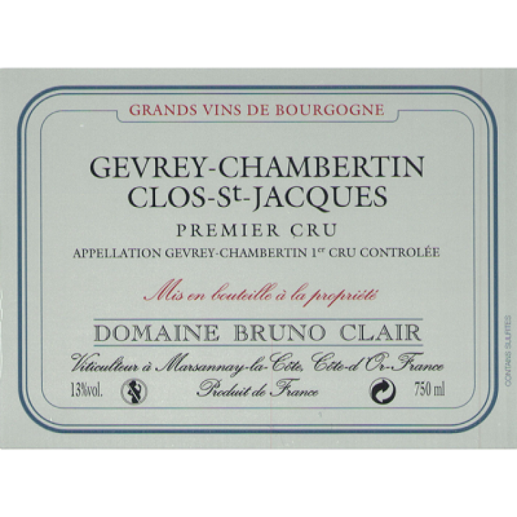 Bruno Clair Gevrey-Chambertin 1er Cru Clos St-Jacques 2011 (12x75cl)
