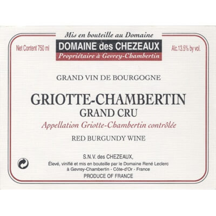 Chezeaux Griotte-Chambertin Grand Cru 1999 (12x75cl)