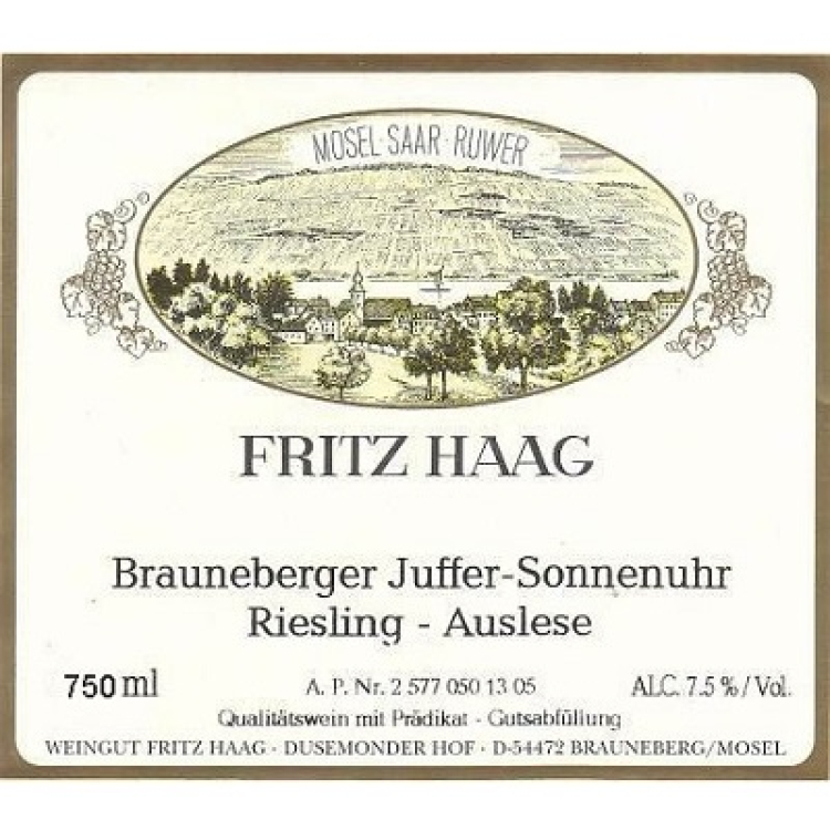 Fritz Haag Brauneberger Juffer Sonnenuhr Riesling Auslese 2019 (6x75cl)