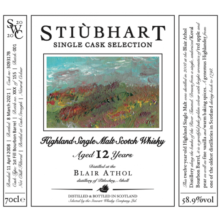Blair Athol (Stiùbhart Single Cask) Highland Single Malt Cask #309719B 2008 (1x70cl)