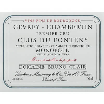 Bruno Clair Gevrey-Chambertin 1er Cru Clos du Fonteny 2017 (6x75cl)