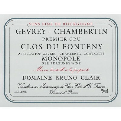 Bruno Clair Gevrey-Chambertin 1er Cru Clos du Fonteny 2016 (6x75cl)
