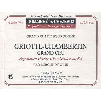 Chezeaux Griotte-Chambertin Grand Cru 2016 (2x150cl)