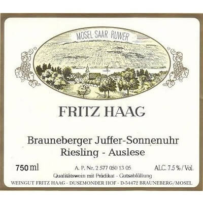 Fritz Haag Brauneberger Juffer Sonnenuhr Riesling Auslese 2020 (6x75cl)