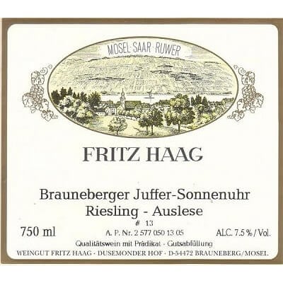 Fritz Haag Brauneberger Juffer Sonnenuhr Riesling Auslese Goldkapsel 2013 (6x75cl)