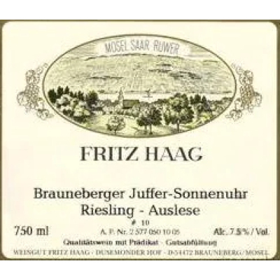 Fritz Haag Brauneberger Juffer Sonnenuhr Riesling Auslese Nr10 2010 (12x75cl)