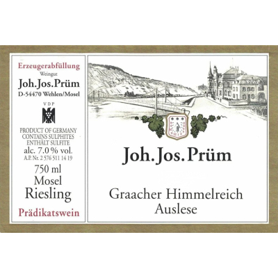 Joh. Jos. Prum Graacher Himmelreich Riesling Auslese Goldkapsel 2008 (12x75cl)