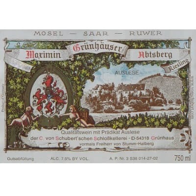 Von Schubert Maximin Grunhauser Abtsberg Riesling Auslese 2005 (12x75cl)