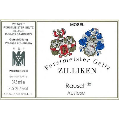Forstmeister Geltz Zilliken Saarburger Rausch Riesling Auslese 2017 (6x75cl)