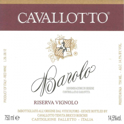 Cavallotto Barolo Riserva Vignolo 2012 (6x75cl)