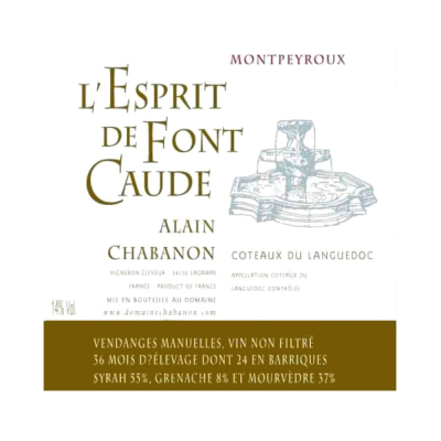 Alain Chabanon l'Esprit de Font Caude 2013 (12x75cl)