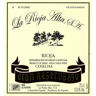 La Rioja Alta Gran Reserva 890 2010 (1x150cl)