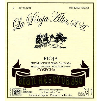 La Rioja Alta Gran Reserva 890 2001 (6x75cl)