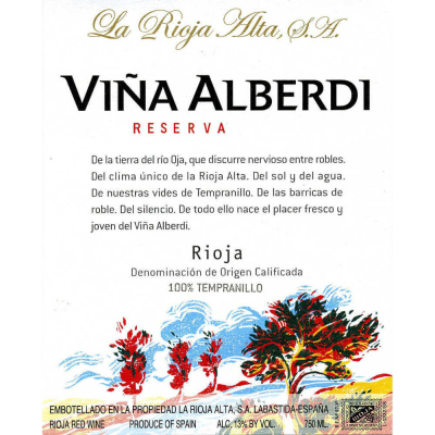 La Rioja Alta Vina Alberdi Reserva 2019 (6x75cl)