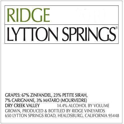 Ridge Lytton Springs 2012 (12x75cl)