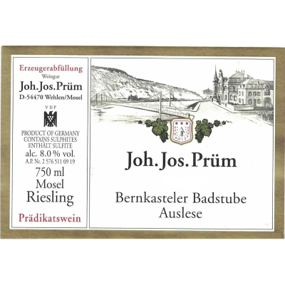 Joh Jos Prum Bernkasteler BAdstube Riesling Auslese Goldkapsel 2011 (12x75cl)