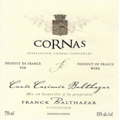 Franck Balthazar Cornas Casimir 2016 (6x75cl)