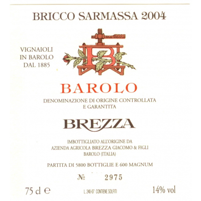 Brezza Barolo Sarmassa Vigna Bricco Riserva 2015 (6x75cl)