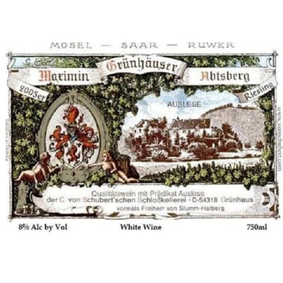 Von Schubert Maximin Grunhaus Abtsberg Riesling Auslese Nr133 1989 (12x75cl)