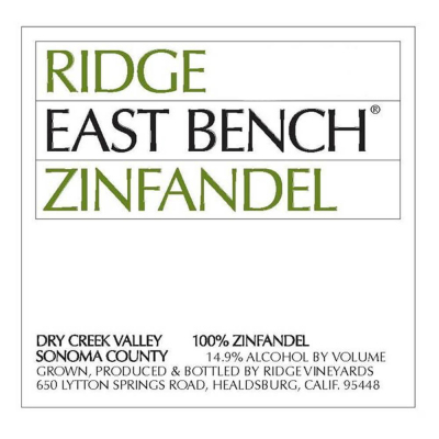 Ridge East Bench Zinfandel 2020 (12x75cl)