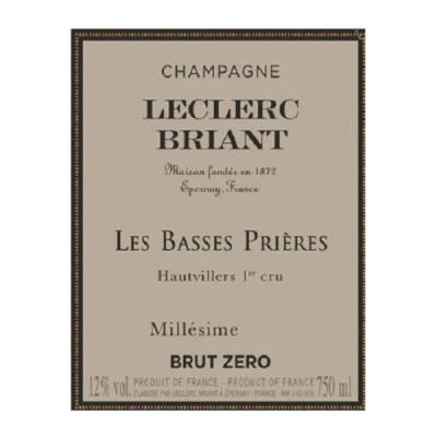 Leclerc Briant Basses Prieres Zero 2015 (6x75cl)