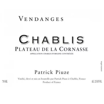 Patrick Piuze Chablis Plateau Cornasse 2022 (12x75cl)