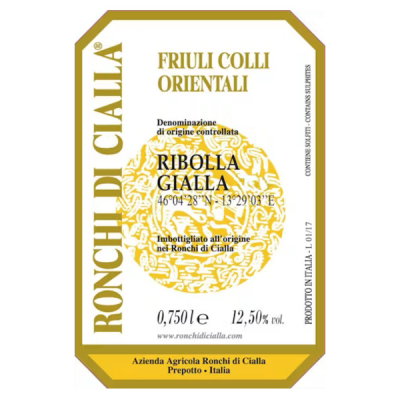 Ronchi di Cialla Colli Orientali Del Friuli Ribolla Gialla 2019 (6x75cl)
