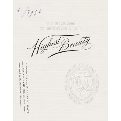 To Kalon Vineyard Co. Oakville Highest Beauty Cabernet Sauvignon 2018 (3x75cl)