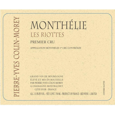 Pierre-Yves Colin Morey Monthelie 1er Cru Les Riottes 2021 (6x75cl)