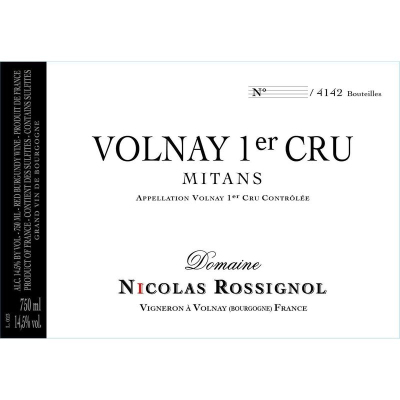 Nicolas Rossignol Volnay 1er Cru Les Mitans 2018 (12x75cl)