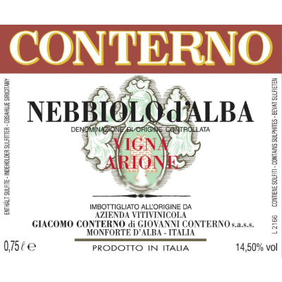 Giacomo Conterno Nebbiolo d'Alba Arione Alba 2019 (3x75cl)