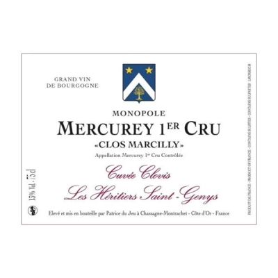Les Heritiers Saint-Genys Mercurey 1er Cru Clos Marcilly Cuvee Clovis 2020 (6x75cl)