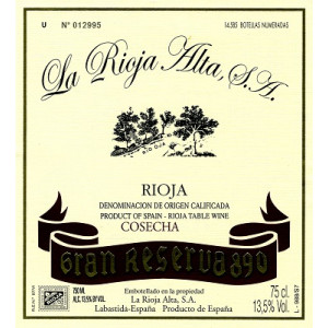 La Rioja Alta Gran Reserva 890 2001 (6x75cl)