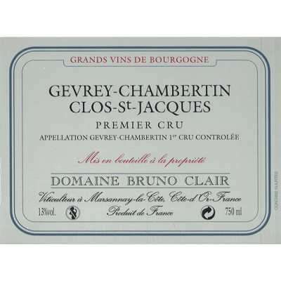 Bruno Clair Gevrey-Chambertin 1er Cru Clos St-Jacques 2014 (12x75cl)