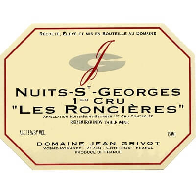 Jean Grivot Nuits-Saint-Georges 1er Cru Les Roncieres 2022 (6x75cl)