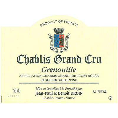 Jean-Paul Droin Chablis Grand Cru Grenouille 2020 (12x75cl)