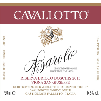 Cavallotto Barolo Riserva Bricco Boschis San Giuseppe 2015 (1x300cl)