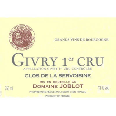 Joblot Givry 1er Cru Clos de la Servoisine Rouge 2016 (6x75cl)