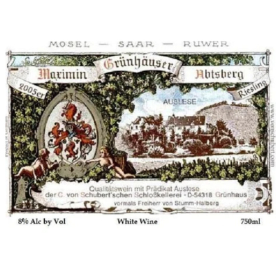 Von Schubert Maximin Grunhaus Abtsberg Riesling Auslese Nr133 1989 (12x75cl)