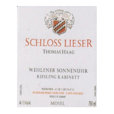 Schloss Lieser Wehlener Sonnenuhr Riesling Kabinett 2015 (6x75cl)