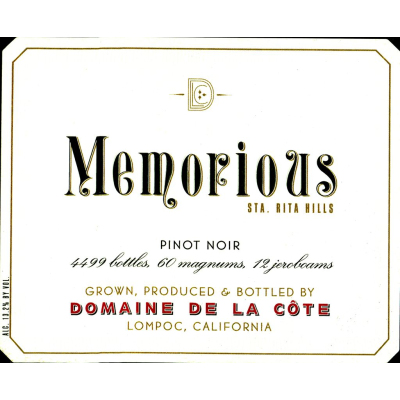 Domaine de la Cote Memorious Pinot Noir 2022 (6x75cl)