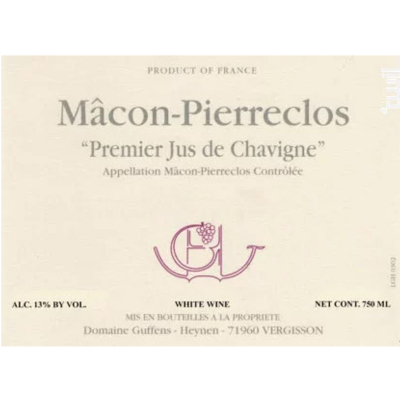 Guffens Heynen Macon Pierreclos 1er Jus Chavigne 2019 (12x75cl)
