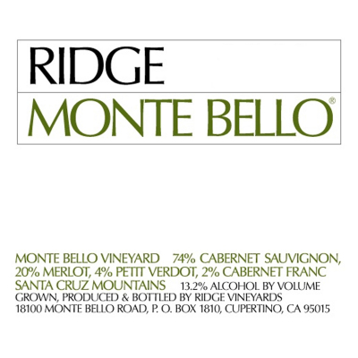 Ridge Monte Bello Cabernet Sauvignon 2017 (6x75cl)