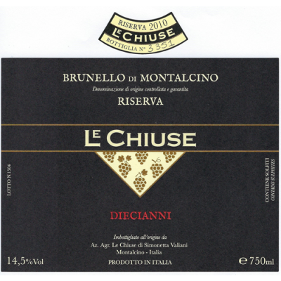Le Chiuse Brunello di Montalcino Diecianni Riserva 2010 (3x75cl)