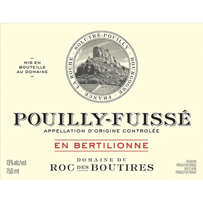 Domaine du Roc des Boutires, Pouilly-Fuisse, En Bertillonne 2022 (6x75cl)