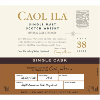 Caol Ila Single Malt Cask of Distinction Refill American Oak Cask No 2936 Bottled 2022 1983 (1x70cl)