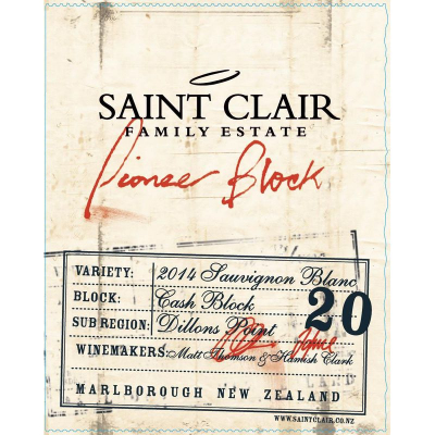 Saint Clair Sauvignon Blanc Block 20 Cash Block Marlborough 2021 (6x75cl)