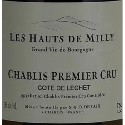 Les Hauts de Milly, Chablis Premier Cru, Cote de Lechet 2023 (12x75cl)