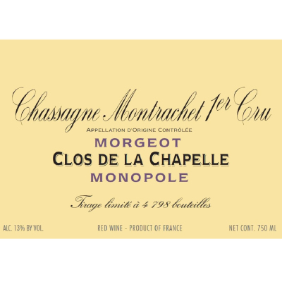 Domaine de la Vougeraie Chassagne-Montrachet 1er Cru Morgeot Clos de la Chapelle Rouge 2022 (6x75cl)
