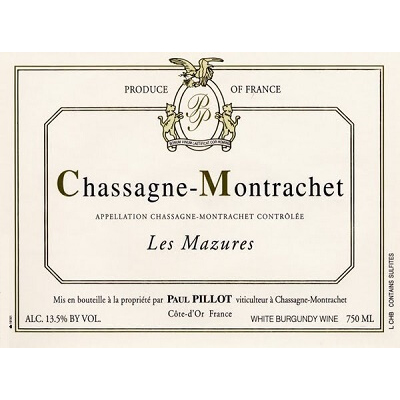 Paul Pillot Chassagne-Montrachet Blanc Les Mazures 2019 (6x75cl)
